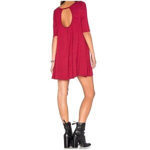 Free People Jacqueline Tunic Sz M Red Cut Out Back Top Mini Dress Boho Festival